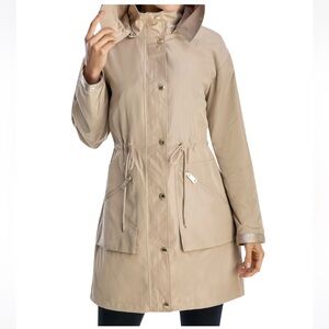 Michael Kors Hooded Anorak Raincoat Women’s Jacket Medium Khaki Tan